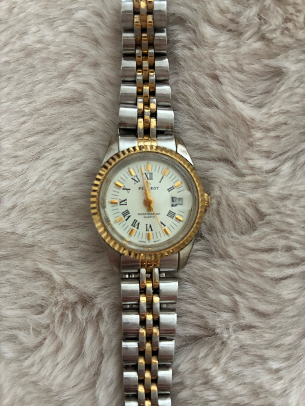 Vintage Peugeot Two-Tone Gold & Silver Ladies Bracelet Watch - Stainless Steel